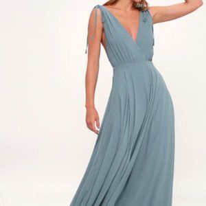 Formal Slate Blue Backless Maxi Dress